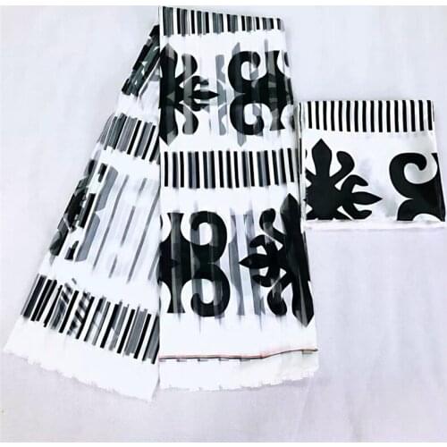 High quality digital printed wax design african satin fabric Organza silk pattern satin silk fabric for white color party dress