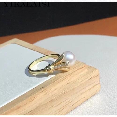 YIKALAISI 925 Sterling Silver Rings Jewelry For Women 9-10mm Round Natural Freshwater Pearl Rings 2021 Fine New Wholesales