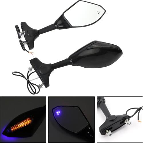 Artudatech Blue LED Mirrors For YAMAHA YZF R6 R6S FZ1 FZ6 FAZER FZ8S FJR1300 XJ6 FZR600 For SUZUKI For KAWASAKI Motorcycle Parts