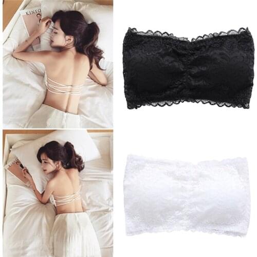Women Strapless Lace Camisole Backless Slim Sexy Tube Tops