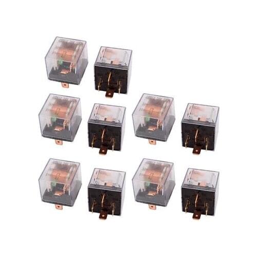 DC 24V 100A 4 Pins SPST Clear Shell Green Light Car Automotive Alarm Relay 10pcs