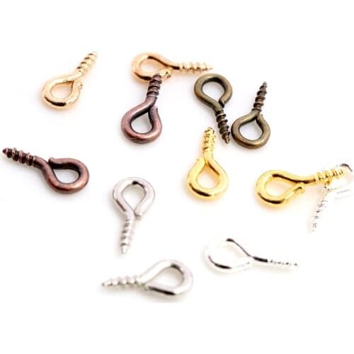 200pcs Small Tiny Mini Eye Pins Eyepins Hooks Eyelets Screw Threaded Stainless Steel Clasps Hook Jewelry Findings For Making DIY