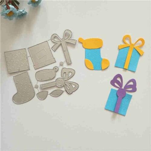 3 pcs Christmas Gift Box Stock Set Metal Cutting Dies for DIY Scrapbook Embossing Paper Craft Album Card Merry Christmas