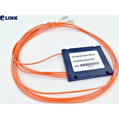 5PCS 1*3 FBT splitter MM 850nm 50/125um abs type LC/PC 1x3 ftth coupler Multimode Single window 1mtr 3.0mm ELINK cassette