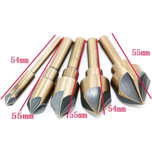 5pc 5 blade chamfering device HSS Step Steel Cone Drill Titanium Bits Kit Hole Cutter