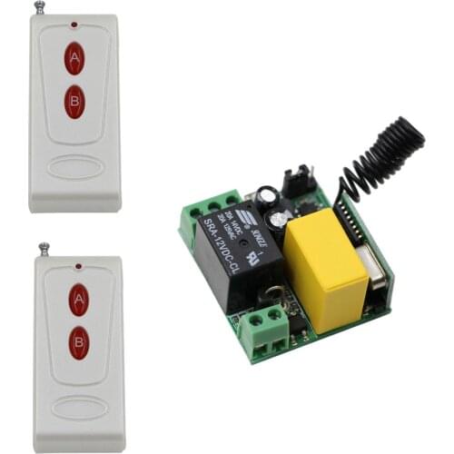 AC 220 V 1CH RF Wireless Remote Control Switch System Receiver Transmitter 2 Buttons 2PCS Controller 315/433.92mhz