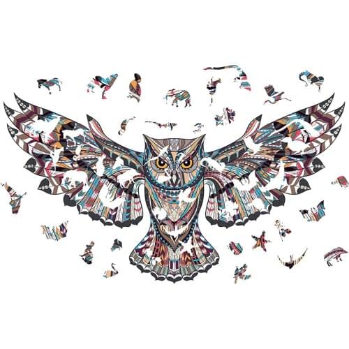 Wooden Jigsaw Puzzles Colorful Unique Shaped Animal Puzzle Sticker Handmade Bedroom Study Decoration Pvc Sticker Home Decor