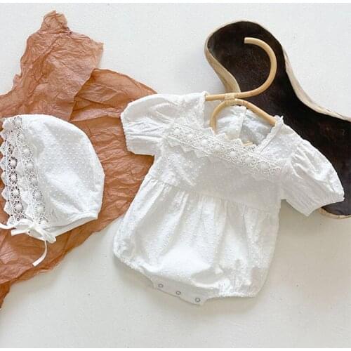 Baby Clothes 2021 Baby Girl Korean Style Romper White Lace Romper Baby Bodysuit Newborn Baby Summer Overalls Shorts Jumpsuit
