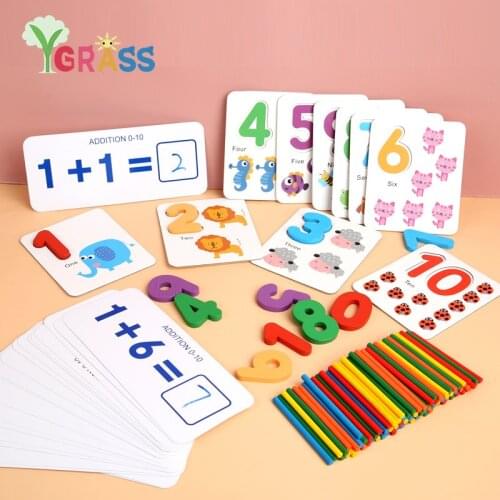Kids Montessori Math Educational Wooden Toys Children Mathematics Early Learning Resources Toy Counting Sticker Number Cognition