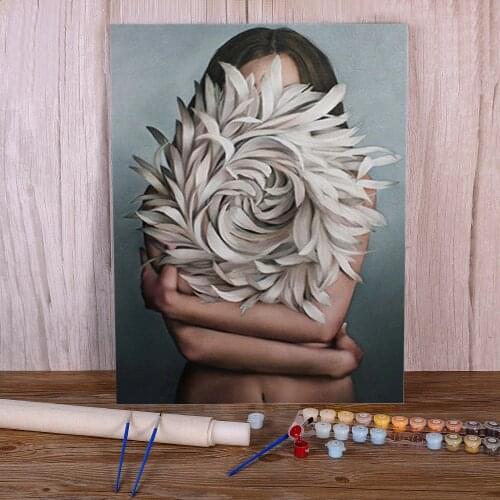 Girl Flower Coloring By Numbers Painting Kit Acrylic Paints 40*50 Boards By Numbers Loft Picture For Children Art