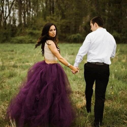Purple Ball Gown Women Skirts jupe femme Long Tulle Skirts For Women Party Wear mujer faldas Bridal Skirts