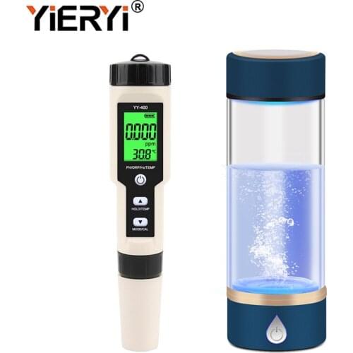 4 in 1 PH/ORP/H2/TEMP Water Quality Meter Digital Tester Kit Hydrogen-Rich Cup Ionizer Maker Bottle Generator USB Rechargeable