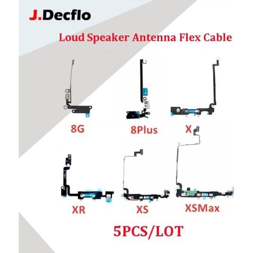 JDecflo 5Pcs/Lot Loud Speaker Antenna Flex Cable Buzzer Ringer Connection Ribbon For iPhone 8 8G plus X XR XS MAX Replacement