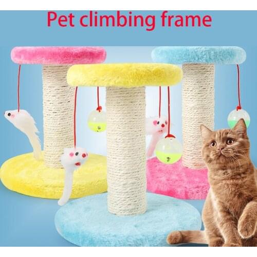 Cat Scratching Post Climbing Frame Hanging Mouse Cats Toy Plush Cloth Cat Scratching Toy Scratcher