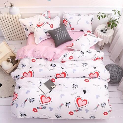 Classic Red Christmas Snowflake Bedding Set Bed Linen Heart Duvet Cover Sheet Sets Queen King Twin Full Size Bedclothes