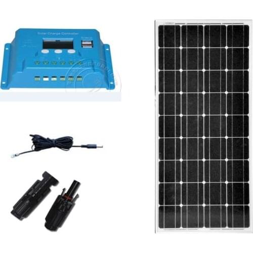 Kit Solar Panel 100w 18v Solar Controller 12v/24v 10A LCD Battery Charger Car Camping Caravan Rv Boat Pv Zonnepaneel 100w