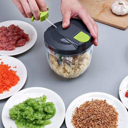 Kitchen Multi-Functional Manual Pulling rope Rotary Vegetable Cutter Grinder Garlic Mash Machine Slicers Accessories Chopper