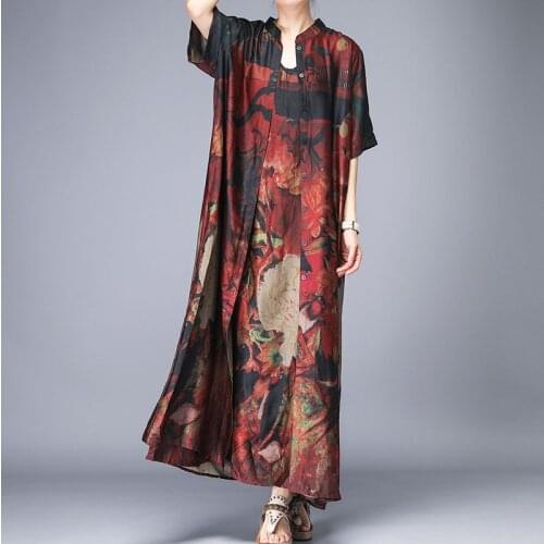 Summer trench coat for women silk plus size vintage elegant coat short sleeves personality printed casual fashion new outwear