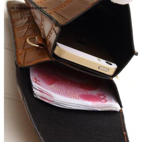 M68C Retro Classic Crocodile pattern Solid Color small Handbag with Belt Buckle for Ladies Mini Cell Pouch with Buckle