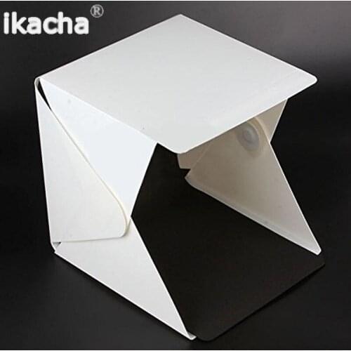 Mini Folding Studio Diffuse Soft Box With LED Light Black White Background Photo Studio Accessories
