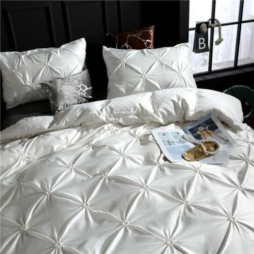 Fashion Solid Color Duvet Cover Set Super Soft Bedding Set Brushed Cloth Quilt Premium Pleated Cover Pillowcase 3Pcs/Set