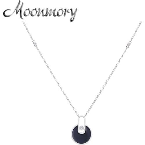Moonmory 925 Sterling Silver Elegant Black Pendant Necklace For Women Pendant With Stone Non-slidable Jewelry For Christmas Gift