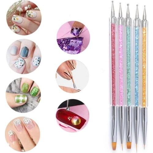 Nail Art Brush Set Double-Ended Nail Pen Manicure Art Liner Brushes Dotting Tool Carving Ombre Brushes French Nail Design Pen
