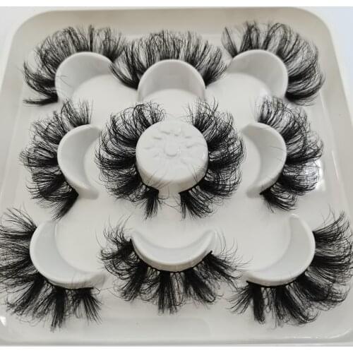 False Eyelashes 25MM Faux Mink Lashes 5 Pairs Bulk Fluffy Dramatic Long Thick Volume Fake Mink Eye Lashes Wholesale