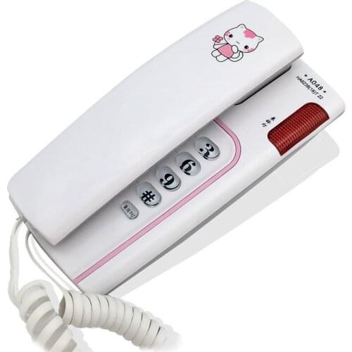 Wall Mountable Trimline Corded Phone with Calling Light Mute Pause Redail Cute Cat Desktop Telephone for Home Office