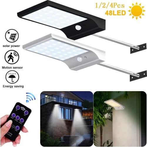48 LED Solar Lamp 3 Modes Outdoor Waterproof Solar Wall Light Remote Control Energy Saving Garden Yard Pathway Street Lamps