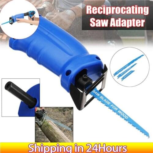 New Reciprocating Saw Convert Adapter Metal Cutting Wood Tool Electric Drill Attachment With 3 Blades For Cordless Power Drill