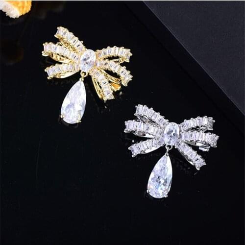 OKILY Spring Jewelry Small Brooches Bag Clothes Lapel Pin Bowknot Collar Pins with Drop WaterAccessories for Kids Women Gift