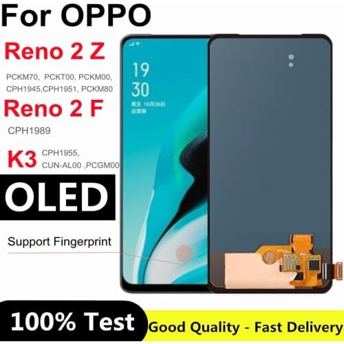 6.53" OLED For Oppo Reno2 Z Reno 2Z 2 Z LCD k3 Realme X Display Screen Touch Panel Digitizer Assembly For OPPO Reno 2 F LCD
