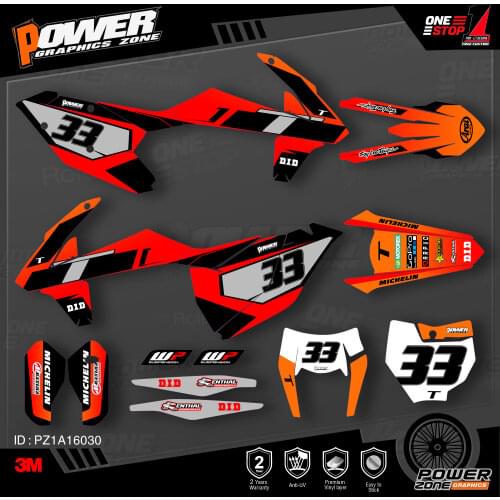 PowerZone Custom Team Graphics Backgrounds Decals 3M Stickers Kit For KTM SX SXF MX 16-18 EXC XCW Enduro 17-19 125 to 500cc 30