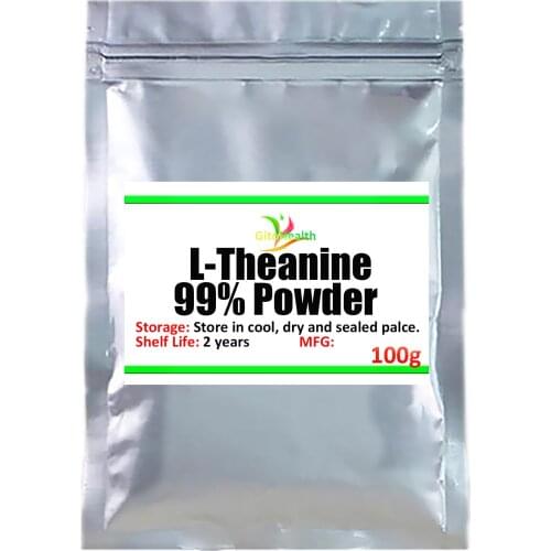 100g-1000g food grade L-theanine powder, anti hypertension, weight loss, anti fatigue, affect memory, improve attention and rela