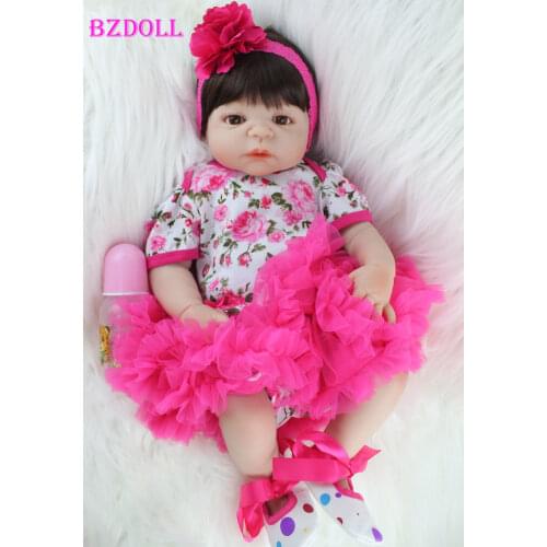 BZDOLL 55cm Full Silicone Body Reborn Baby Doll Toy Realistic Newborn Princess Girls Babies Doll Kid Brinquedos Bathe Toy