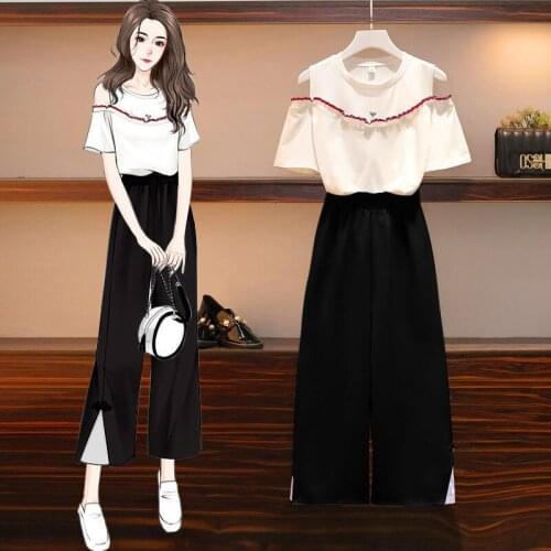 Casual Summer Short Sleeve Blouse and Pants Suits 2 Piece Sets Korean Leisure Loose Womens Outfits 2021 New Women Set Y945