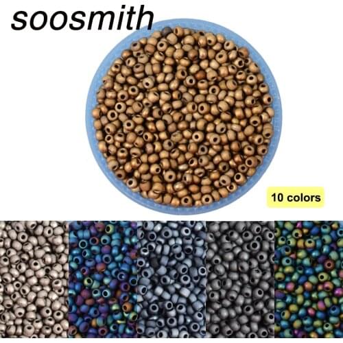 Approx. 1000pcs 2MM Matte Matellic Seed Glass Czech Beads Charms Silver Gold Spacer Beads For Jewelry Making Kralen DIY Clothes