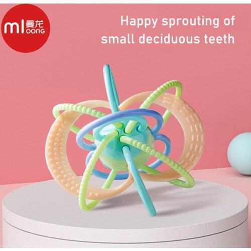 Mloong Newborn Baby Teether 3-6-12 Months Silicone Teethers Manhattan Rattle Ball Toys Hand Bell Baby Toys Gifts Juguetes
