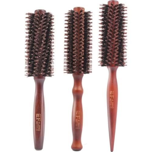 Bristle comb hair styling straight hair comb heat-resistant curly hair comb rolling comb solid wood comb cylinder perm comb