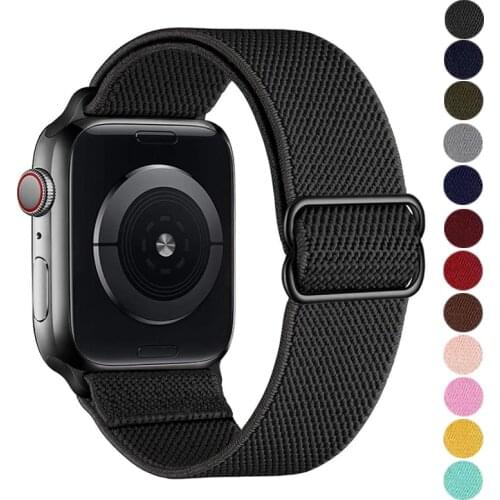 Sport Nylon Strap for Apple Watch Band 44mm 40mm 38mm 42mm Adjustable Elastic Bracelet iWatch Series 6 5 4 3 se Breathable Bands