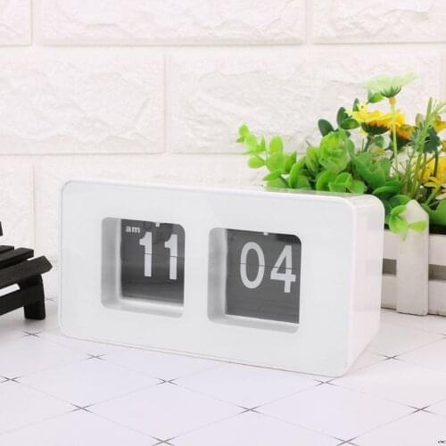 Retro Auto Flip Clock Number Classic Stylish Modern Desk Wall Clock Home Decor