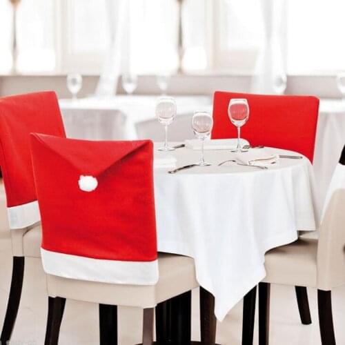 Christmas Chair Cover Santa Claus Red Hat Chair Back Covers Dinner Chair Cap Sets Christmas Party Decorations LX2377