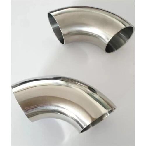 51mm 57mm 63mm 76mm OD Sanitary Butt Weld 90 Degree Elbow Bend Pipe 304 stainless steel car exhaust pipe muffler welded pipe