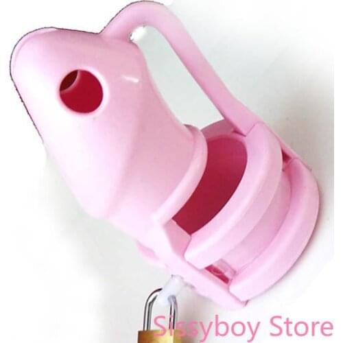Adult Sex Toys M800-PNK Happygo Male Pink Silicone Chastity Device Cock Cages with 3 Penis Ring CB3000