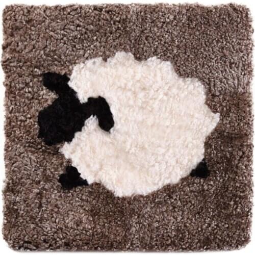 Cute cartoon sheep curly sheep fur chair pad square sheepskin chair cushion , sheep fur recliner mat, fur seat pad