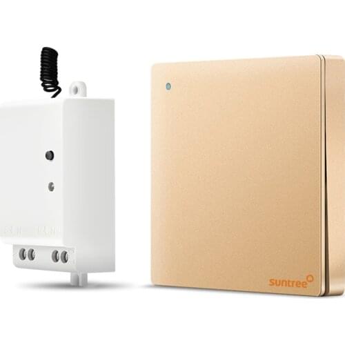 Suntree open golden self-powered switch freely paste wireless wiring free panel home remote intelligent lighting controller