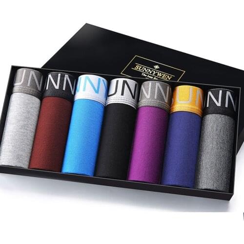 7pcs Men Boxer underwear Men Underpants Solid Panties Homme Breathbale Soft Shorts U Convex Pouch Plus Size BoxerShorts 2021