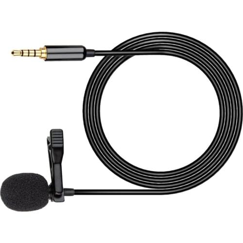 Clip-on Collar Lapel Mic 3.5mm Jack Speech Recording Lavalier Microphone Come with PU Leather Storage Bag
