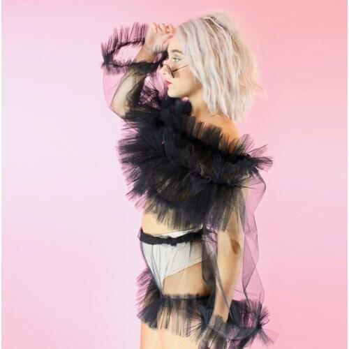 Chic Sexy See Thru Tulle Blouse With Short Pants Shorts 2 Pieces Women Women Clothing Sheer Full Sleeves Vestido De Mujer